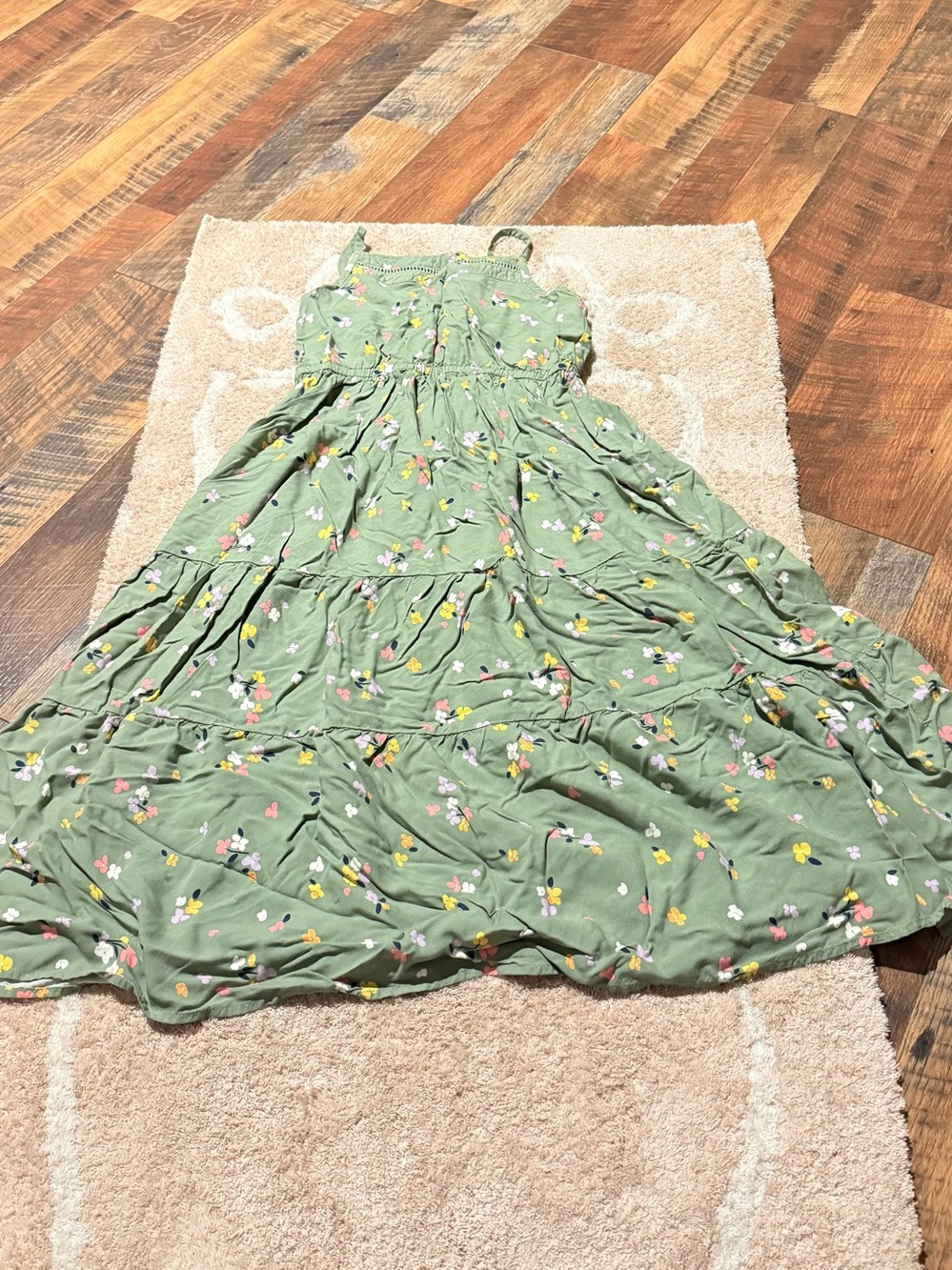 Cat & Jack Olive Green Floral Tiered Sundress for Girls